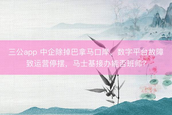 三公app 中企除掉巴拿马口岸，数字平台故障致运营停摆，马士基接办能否班师？
