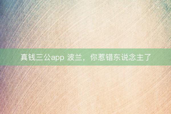 真钱三公app 波兰，你惹错东说念主了