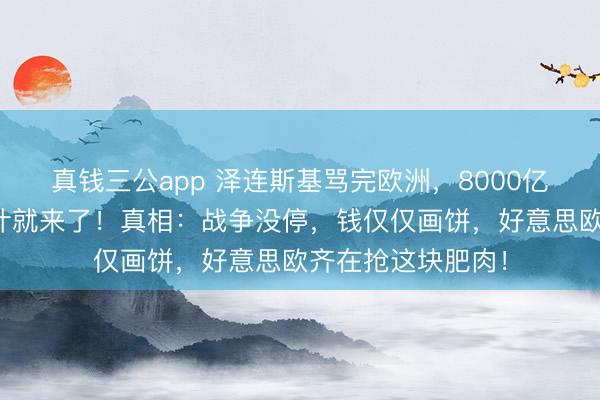 真钱三公app 泽连斯基骂完欧洲，8000亿好意思金重建狡计就来了！真相：战争没停，钱仅仅画饼，好意思欧齐在抢这块肥肉！