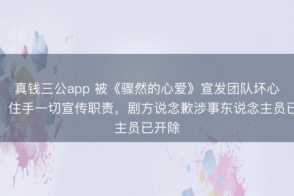 真钱三公app 被《骤然的心爱》宣发团队坏心贬抑，住手一切宣传职责，剧方说念歉涉事东说念主员已开除