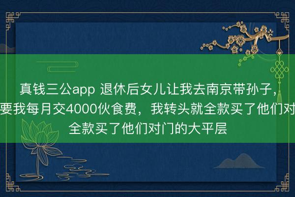 真钱三公app 退休后女儿让我去南京带孙子，饭桌上儿媳要我每月交4000伙食费，我转头就全款买了他们对门的大平层