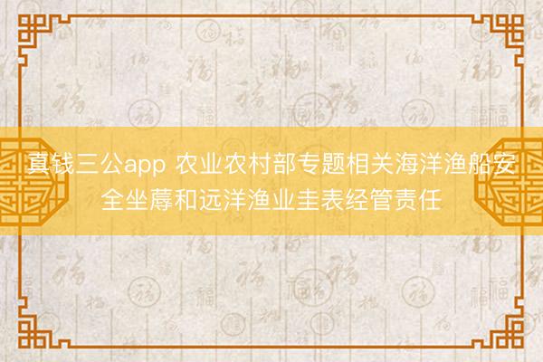 真钱三公app 农业农村部专题相关海洋渔船安全坐蓐和远洋渔业圭表经管责任