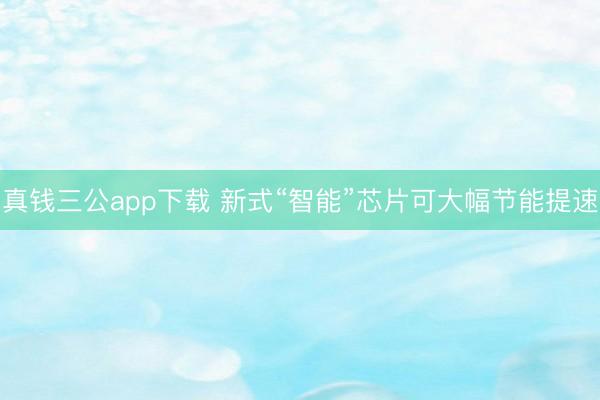 真钱三公app下载 新式“智能”芯片可大幅节能提速