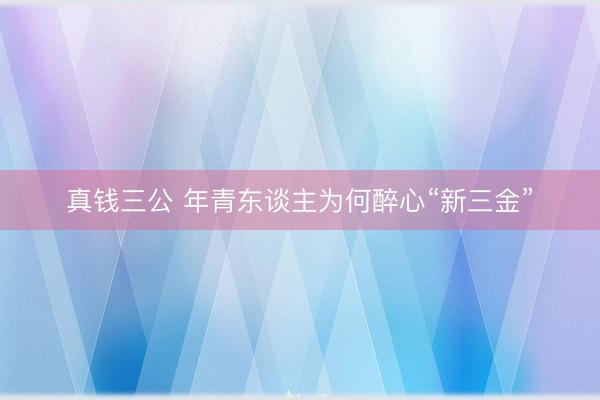 真钱三公 年青东谈主为何醉心“新三金”