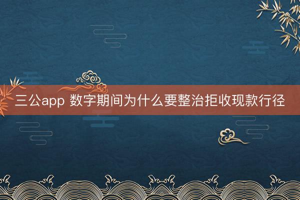 三公app 数字期间为什么要整治拒收现款行径