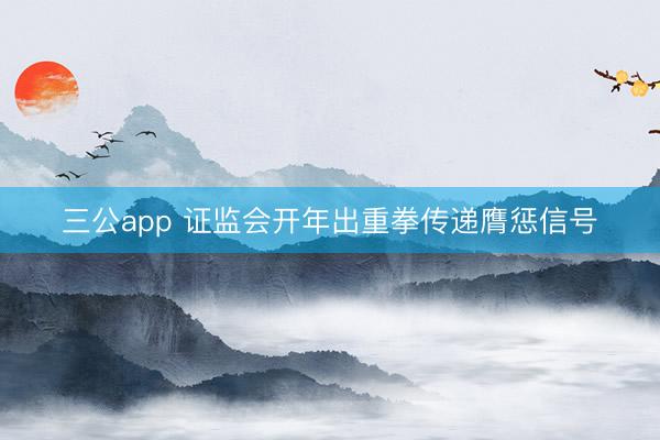 三公app 证监会开年出重拳传递膺惩信号