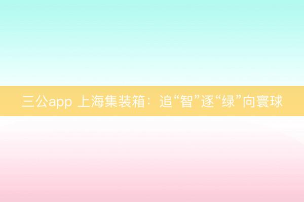 三公app 上海集装箱：追“智”逐“绿”向寰球