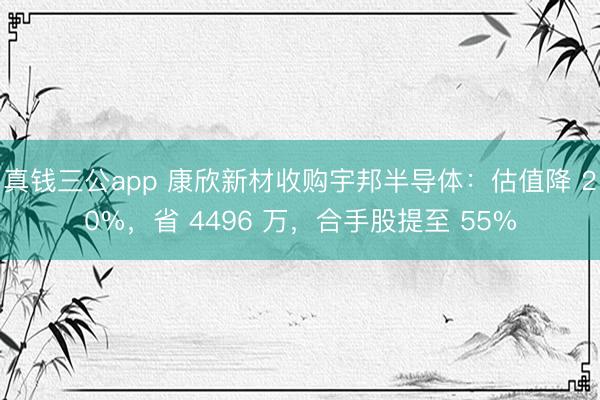 真钱三公app 康欣新材收购宇邦半导体：估值降 20%，省 4496 万，合手股提至 55%