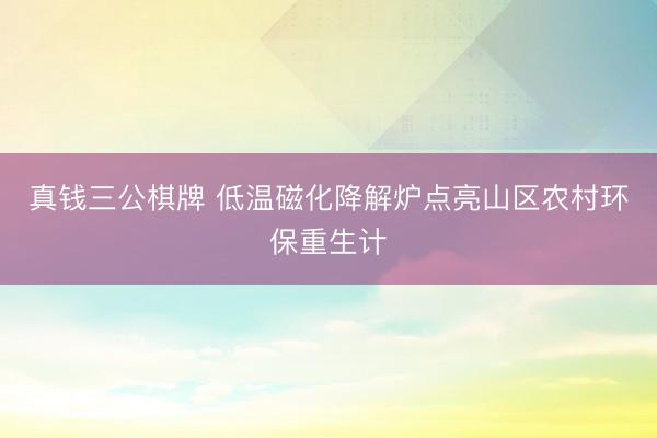 真钱三公棋牌 低温磁化降解炉点亮山区农村环保重生计