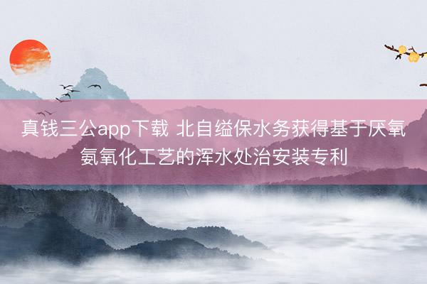 真钱三公app下载 北自缢保水务获得基于厌氧氨氧化工艺的浑水处治安装专利