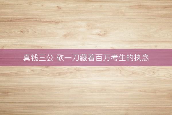 真钱三公 砍一刀藏着百万考生的执念