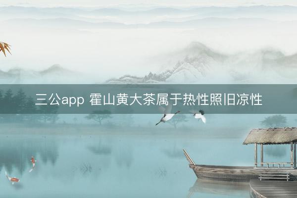 三公app 霍山黄大茶属于热性照旧凉性