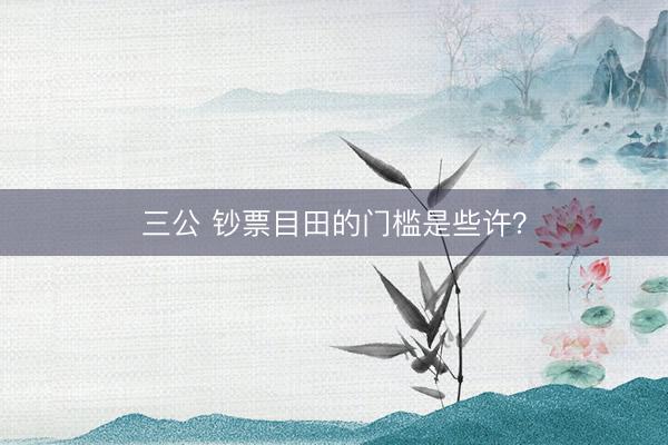 三公 钞票目田的门槛是些许？
