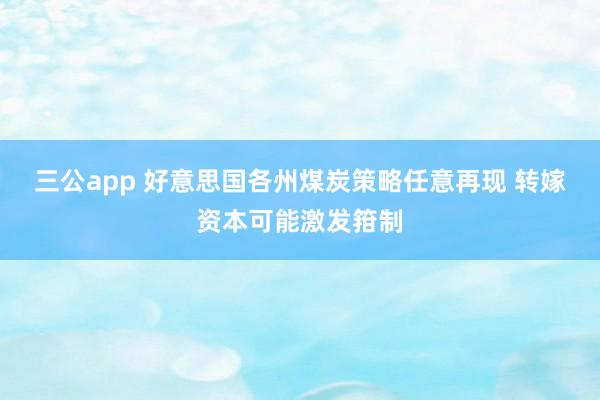 三公app 好意思国各州煤炭策略任意再现 转嫁资本可能激发箝制