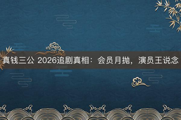 真钱三公 2026追剧真相：会员月抛，演员王说念