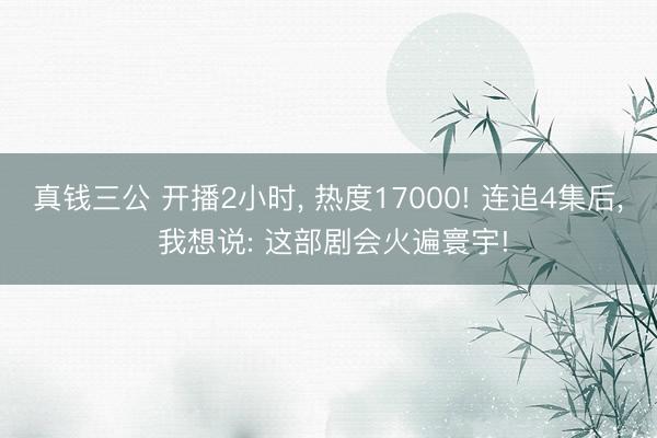 真钱三公 开播2小时, 热度17000! 连追4集后, 我想说: 这部剧会火遍寰宇!