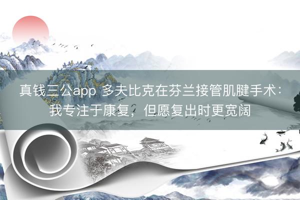 真钱三公app 多夫比克在芬兰接管肌腱手术：我专注于康复，但愿复出时更宽阔