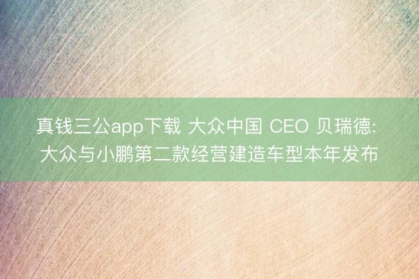 真钱三公app下载 大众中国 CEO 贝瑞德: 大众与小鹏第二款经营建造车型本年发布