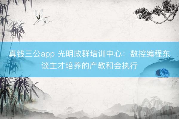 真钱三公app 光明政群培训中心：数控编程东谈主才培养的产教和会执行