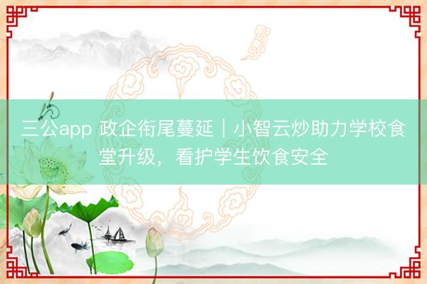 三公app 政企衔尾蔓延｜小智云炒助力学校食堂升级，看护学生饮食安全