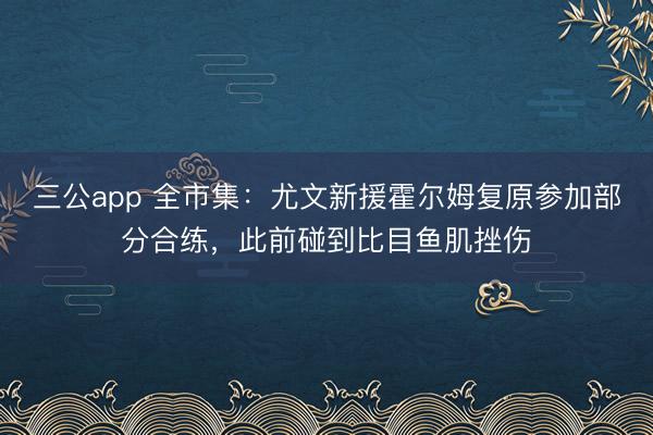 三公app 全市集：尤文新援霍尔姆复原参加部分合练，此前碰到比目鱼肌挫伤