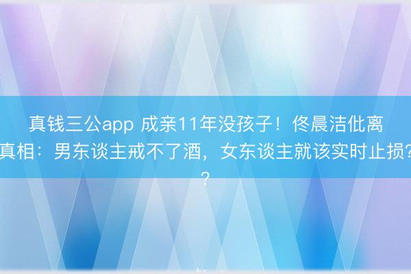 真钱三公app 成亲11年没孩子！佟晨洁仳离真相：男东谈主戒不了酒，女东谈主就该实时止损？