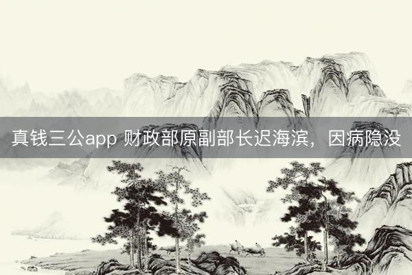真钱三公app 财政部原副部长迟海滨，因病隐没