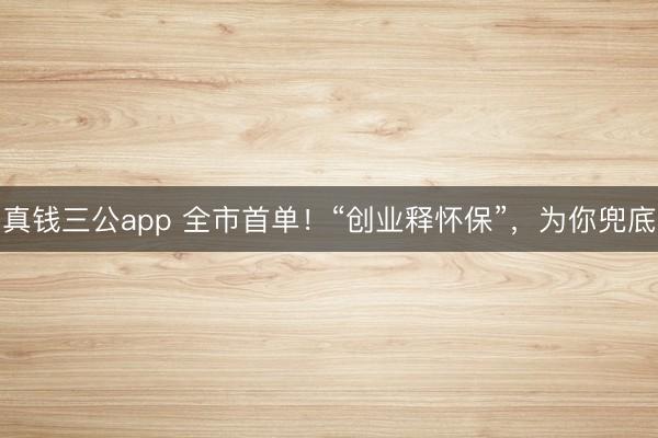 真钱三公app 全市首单!“创业释怀保”,为你兜底