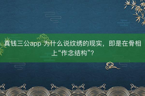 真钱三公app 为什么说纹绣的现实，即是在骨相上“作念结构”？