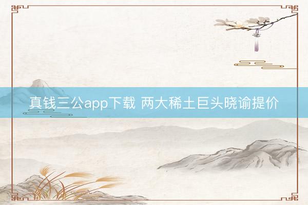 真钱三公app下载 两大稀土巨头晓谕提价