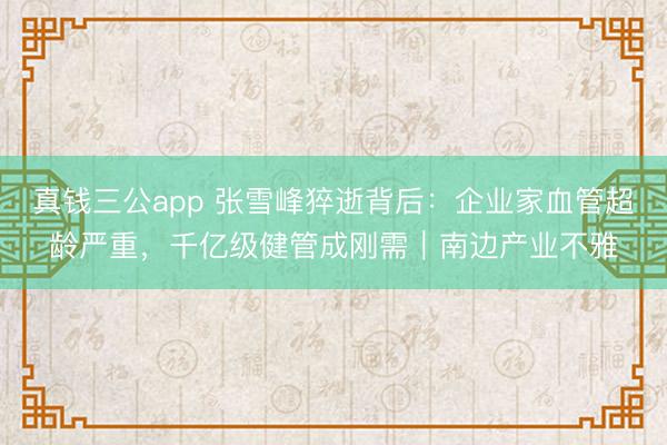 真钱三公app 张雪峰猝逝背后：企业家血管超龄严重，千亿级健管成刚需｜南边产业不雅