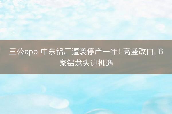 三公app 中东铝厂遭袭停产一年! 高盛改口， 6家铝龙头迎机遇