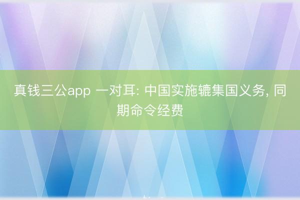 真钱三公app 一对耳: 中国实施辘集国义务， 同期命令经费