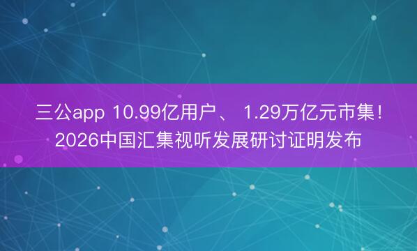 三公app 10.99亿用户、 1.29万亿元市集!2026中国汇集视听发展研讨证明发布