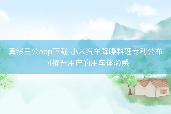 真钱三公app下载 小米汽车降噪料理专利公布 可擢升用户的用车体验感