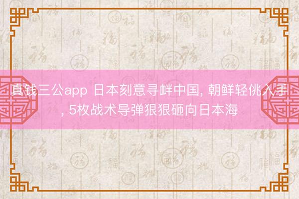 真钱三公app 日本刻意寻衅中国， 朝鲜轻佻入手， 5枚战术导弹狠狠砸向日本海