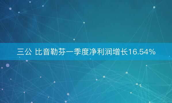 三公 比音勒芬一季度净利润增长16.54%