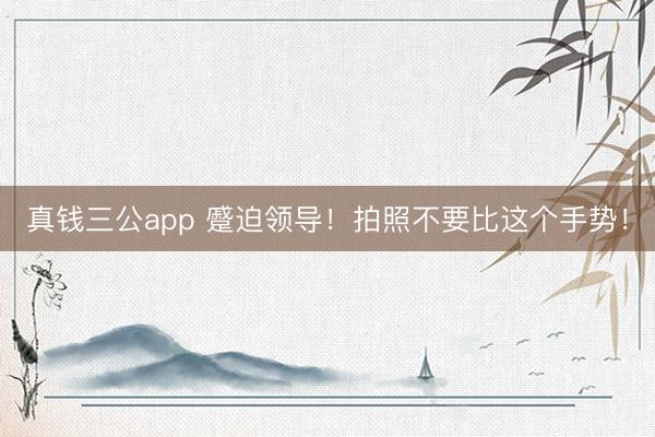 真钱三公app 蹙迫领导！拍照不要比这个手势！