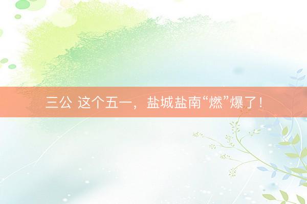 三公 这个五一，盐城盐南“燃”爆了！