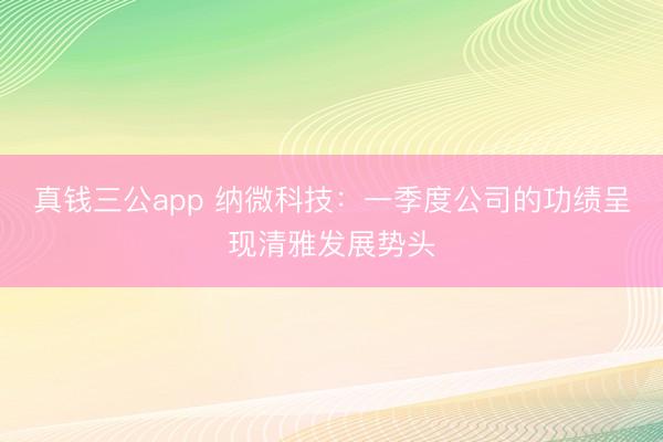 真钱三公app 纳微科技：一季度公司的功绩呈现清雅发展势头