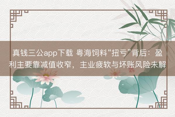 真钱三公app下载 粤海饲料“扭亏”背后：盈利主要靠减值收窄，主业疲软与坏账风险未解