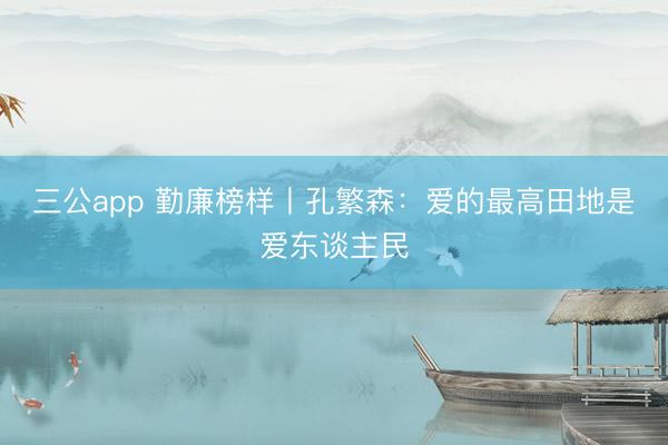 三公app 勤廉榜样丨孔繁森：爱的最高田地是爱东谈主民